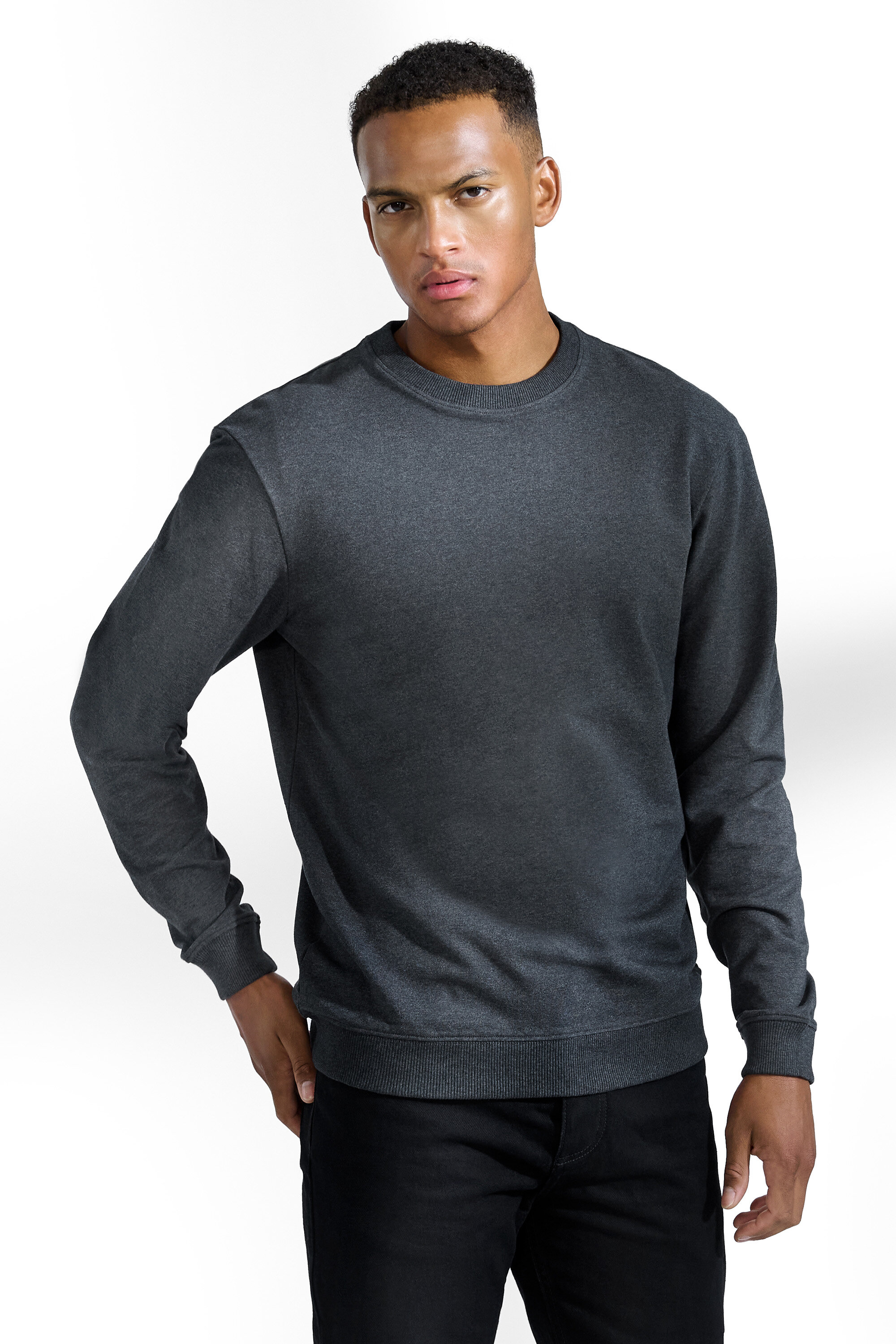 Dark Grey Melange Sweatshirt Komfort Stil Bio Baumwolle Bread Boxers